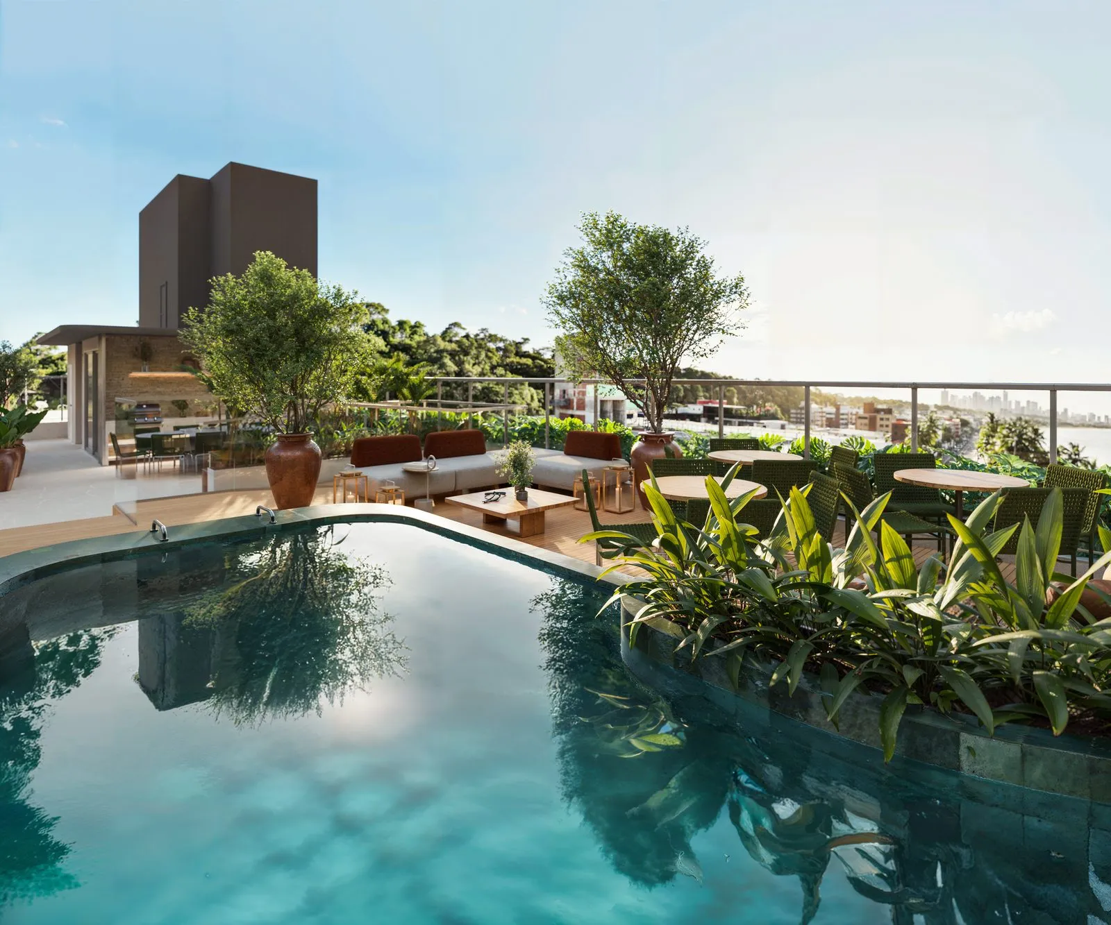 Deck da piscina do Soleil, vista noroeste